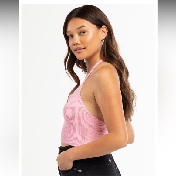 FULL TILT Womens Space Dye Halter Top Size XL Pink NEW - Picture 2 of 10
